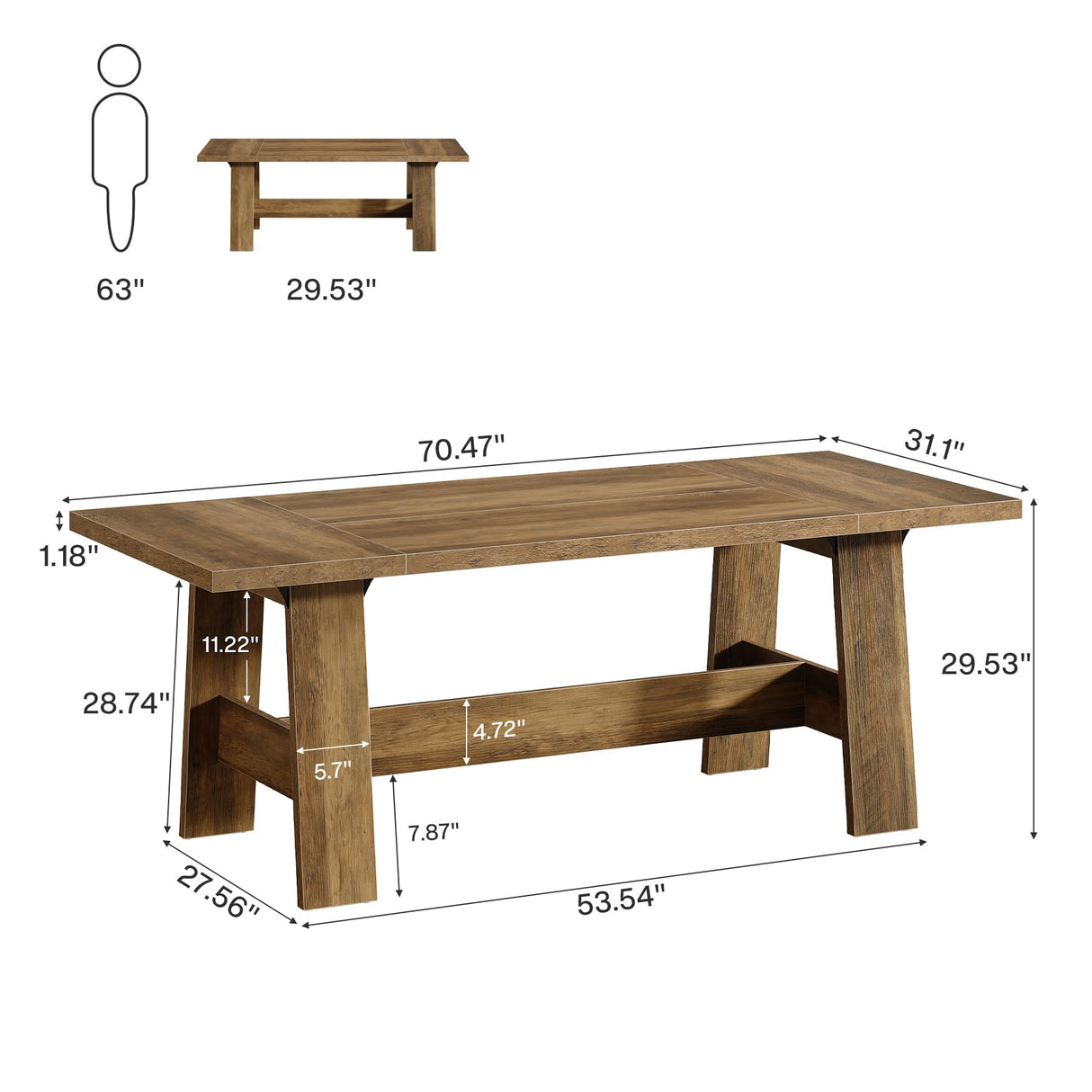 Tribesigns 70.47-Inch Executive Computer Desk, Farmhouse Home Office Desk with Large Tabletop, Industrial Study Writing Table Workstation Business Furniture, Rustic Brown Tribesigns