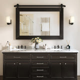 COGOOD Farmhouse Bathroom Mirror - 41" x 30" Rustic Barn Door Mirror for Living Room, Entryway, Bedroom, Vanity Wall Decor (Black) COGOOD