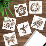 50 PCS Flower Painting Stencils Reusable Flower Stencils for Painting on Wood Rocks Canvas Fabric Glass Pottery 4x4 Inch CH HAICHENG