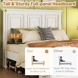 MERITLINE Vintage Farmhouse Bed Frame Queen,Solid Wood Mid Century Modern Rustic Bed Frame with Headboard and Footboard,No Box Spring Needed (White,Queen) MERITLINE