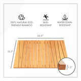 ToiletTree Products Bamboo Deluxe Shower Floor and Bath Mat - Wooden Bath Mat for The Bath, Shower, Pool, and More - Durable, Slip-Resistant Bamboo Shower Mat - 25.3" L x 15.7" W x 1.3" H ToiletTree Products