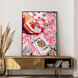 Paint by Numbers Kit for Adults Beginner Cocktail, Poker Adult Paint by Number Kits on Canvas, Pink DIY Acrylic Oil Painting by Numbers for Adults, Perfect for Home Wall Decor 16X20 Inch Okarina