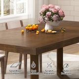 jiteentarou 71 Inch Farmhouse Dining Table, Solid Wood Rustic Kitchen Table, Large Wooden Rectangular Dinner Table for Dining Room, Home Office, Living Room Furniture, Easy Assembly, Walnut Wirebrush jiteentarou