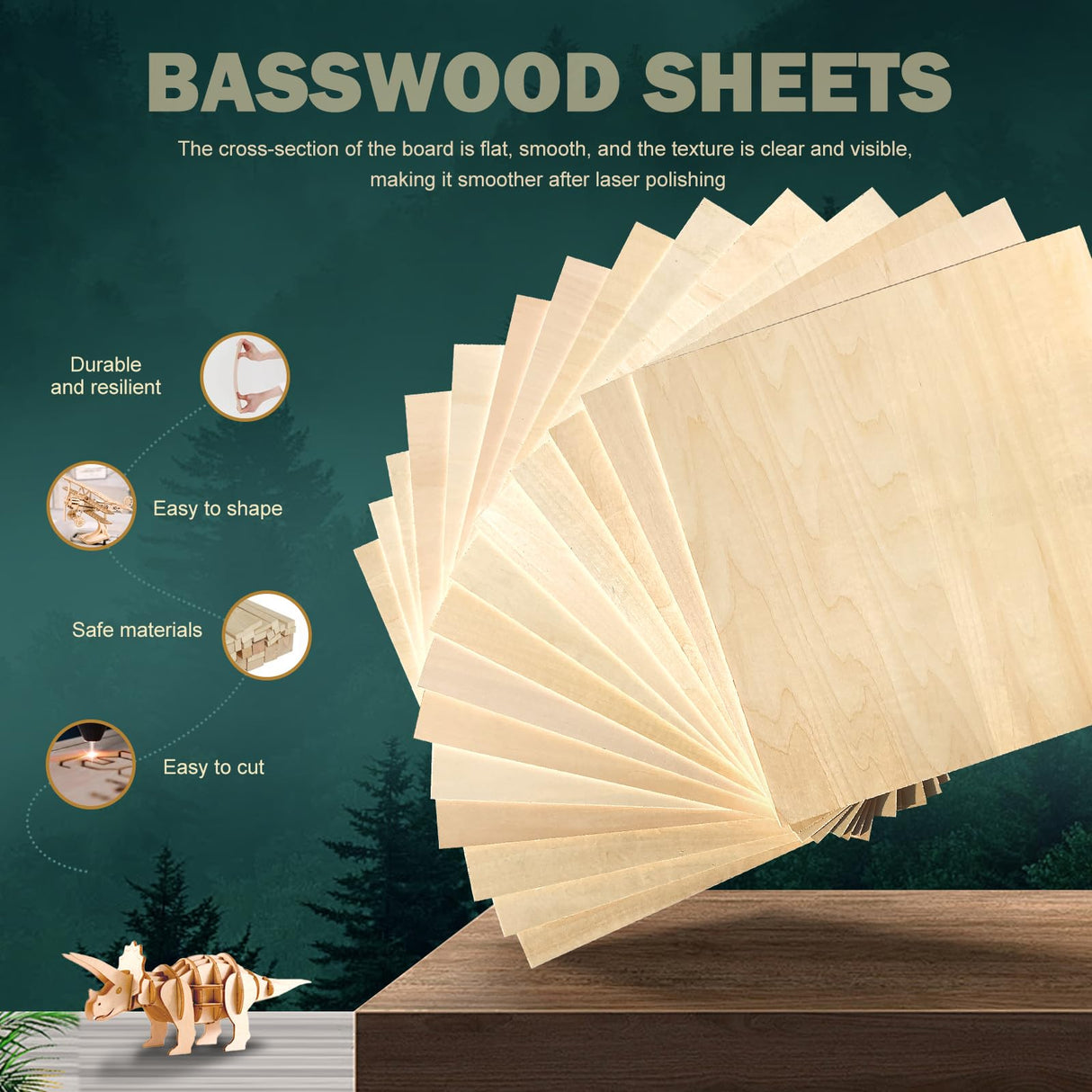 12 Pack 12"x12"Basswood Sheets 1/16",1.5mm Basswood for Laser Cutting,Craft Wood,Unfinished Wood,1.5mm Plywood for Laser Cutting,Wood for Laser Cutting and Engraving,1/16 Plywood for Laser Cutting QSJQllo