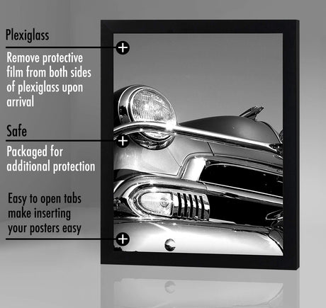 Americanflat 18x24 Poster Frame with Polished Plexiglass - Black Picture Frame - Wide Photo Frames Made of Engineered Wood for Vertical or Horizontal Wall Display - Epic Collection - Black Americanflat