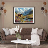XTXGERL DIY Paint by Numbers for Adults Beginner, Horses Amidst Mountain, Paint by Numbers Kit Horse Painting by Numbers for Adults (16x20 inch, No Frame) XTXGERL