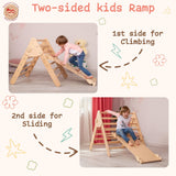WoodandHearts Pikler Triangle Set of three items Wooden toys Climbing triangle Montessori Climbing toys for Toddlers Triangle with ramp Activity gym Baby Climbing triangle set (Large) Wood And Hearts