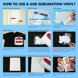 A-SUB Sublimation HTV for Dark and Light Fabric, 12" X 10FT Matte Sublimation Vinyl, White HTV Vinyl for Sublimation on Cotton Fabric - T-Shirt, Pillow, Bag A-SUB