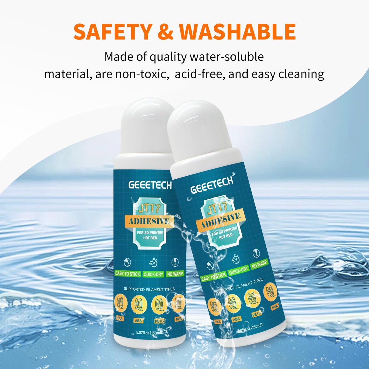 XZN 150ml 3D Printer Adhesive Glue, Perfect First Layer Adhesion, Prevents Warping on Heat Bed, Easy Release for PLA, PETG, ASA, TPU Filaments and Glass, PEI, Aluminum Various Build Plate, 5.07fl oz XZN