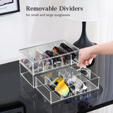 Lolalet Clear Sunglasses Organizer with Drawer, Eyeglass Eye Wear Display Case Storage Box with Removable Dividers for Multiple Pairs -1 Pack Lolalet