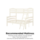 DHP Brady Wood Bunk Bed Frame, Twin Over Full, White DHP