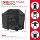Unicook 50 Inch Outdoor BBQ Grill Cover with Air Vents/Handles/Straps, Heavy Duty Waterproof, Fade Resistant, Fits for Weber Char-Broil Nexgrill 2-3 Burner Gas Grills etc Unicook