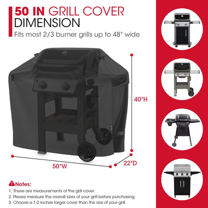 Unicook 50 Inch Outdoor BBQ Grill Cover with Air Vents/Handles/Straps, Heavy Duty Waterproof, Fade Resistant, Fits for Weber Char-Broil Nexgrill 2-3 Burner Gas Grills etc