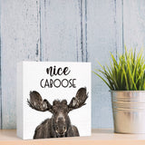 SJNH Funny Bathroom Wood Sign Nice Caboose Funny Moose Wood Block Sign for Bathroom Shelf Toilet Restroom Home Tabletop Desk Decor,Farmhouse Bathroom Wooden Box Sign SJNH