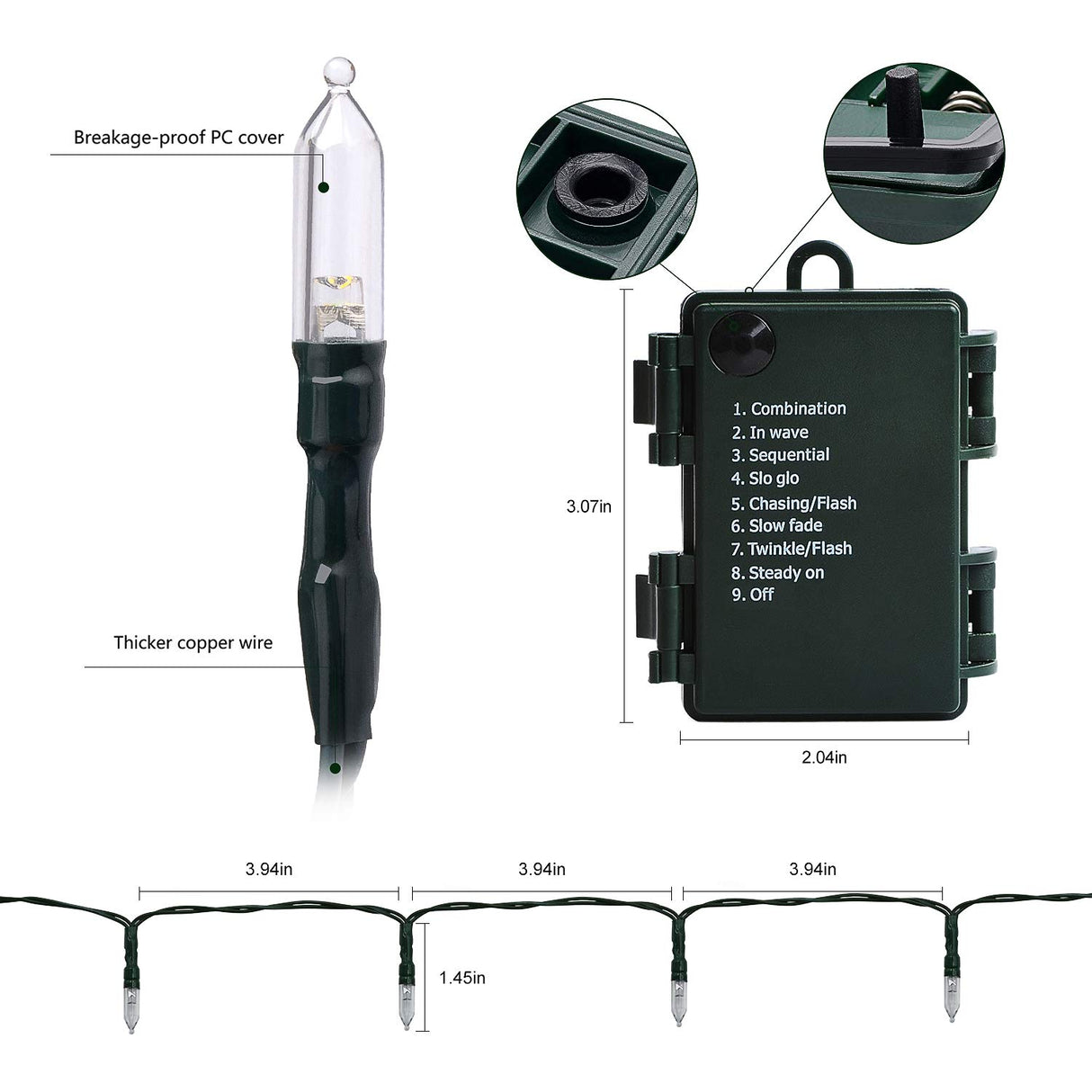 LOENDE 18ft 50 LED Battery Operated Christmas Lights, 8 Modes with Timer - Waterproof for Indoor & Outdoor Decor LOENDE