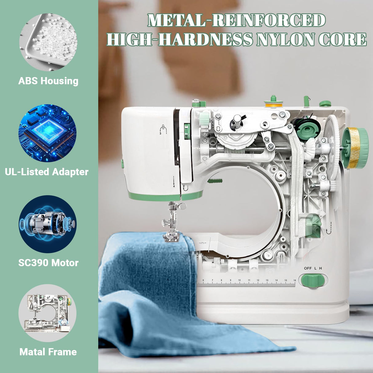 Lastempa Mini Dual-Speed SewingMachine Double Needle & Double Thread16 Stitch Modes Beginner-FriendlyHousehold Sewing Machine | ldeal forAdults & Beginners Lastempa
