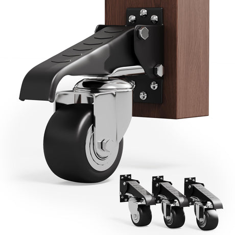 Workbench Stepdown Caster, 600 Lbs Casters Wheels Set of 4 Heavy Duty Steel, 2.5" All Steel Construction Urethane Wheel with Screws & Screwdriver DOZAWA