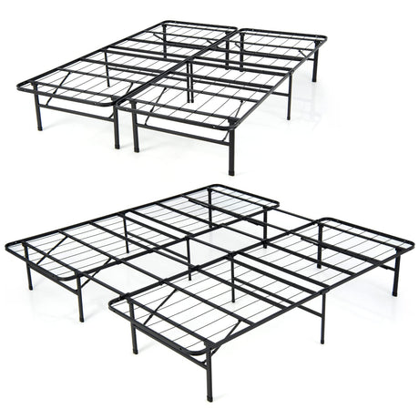 Giantex Folding Bed Frame, Queen/King Size Portable Bed Base for Kids, Teens & Adults, Tool-Free Assembly, No Box Spring Needed, 660 LBS Capacity, Steel Platform Bed Giantex