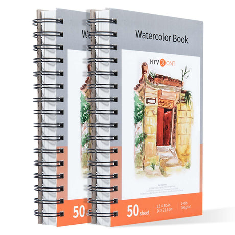 HTVRONT Watercolor Paper - 100 Sheets 5.5"x8.5" Watercolor Pad, 140 lb/300 GSM Watercolor Paper Pad, Spiral Bound for Full Spread & Sturdy Use, Ideal for Wet & Dry Media HTVRONT