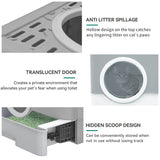 YITAHOME Large Enclosed Cat Litter Box with Lid Cover, Hooded Odorless Anti-Splashing Cat Toilet with Drawer Litter Scoop Front Entry Top Exit Door, Easy to Install and Clean YITAHOME