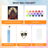 HEIBAGO Halloween Framed Paint by Numbers Kit for Adults, Castle Pumpkin Paint by Numbers for Beginner, Moon Adult Paint by Number Kits on Canvas, Painting by Numbers for Home Wall Decor 12 * 16 inch HEIBAGO