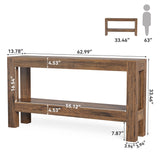 LITTLE TREE 63-Inch Narrow Long Entryway Table for Living Room, Farmhouse Wood Console Table for Sofa, Entry, Hallway, Entrance, Foyer, Behind Couch with 2-Tier Shelves, Brown LITTLE TREE
