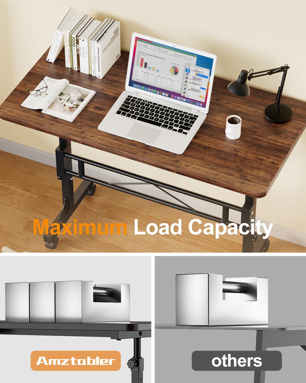 Small Standing Desk Adjustable Height, Mobile Stand Up Desk with Wheels, 32 Inch Portable Rolling Desk Small Computer Desk, Portable Laptop Desk Standing Table Rustic