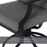 Grand patio 5-Piece Patio Dining Set for 4, E-Coated Outdoor Dining Set Swivel Patio Dining Chairs with Olefin Cushions & 1 Black Square Faux Woodgrain Dining Table with 1.5”Market Umbrella Hole Grand patio