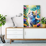 mrpwnle Cat Diamond Painting Kits for Adults-Cat Diamond Art Kits for Adults,5D Diamond Painting, DIY Full Drill Diamond Painting Flowers Gem Art and Crafts Kits 12x16inch mrpwnle