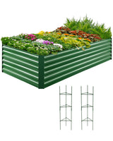Quictent Galvanized Raised Garden Bed 8x4x2 Ft Tall Metal Planter Box for Vegetables Outdoor Bottomless for Backyard, 2 Tomato Cages Included, 22.04" Deep (Green) Quictent