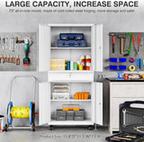 SISESOL White Metal Storage Cabinet with 4 Wheels and 1 Drawer,Rolling Garage Cabinet with Locking Doors and Adjustable Shelves,73" Mobile Tall Large Metal Cabinet for Home,Office,Garage,Shop SISESOL