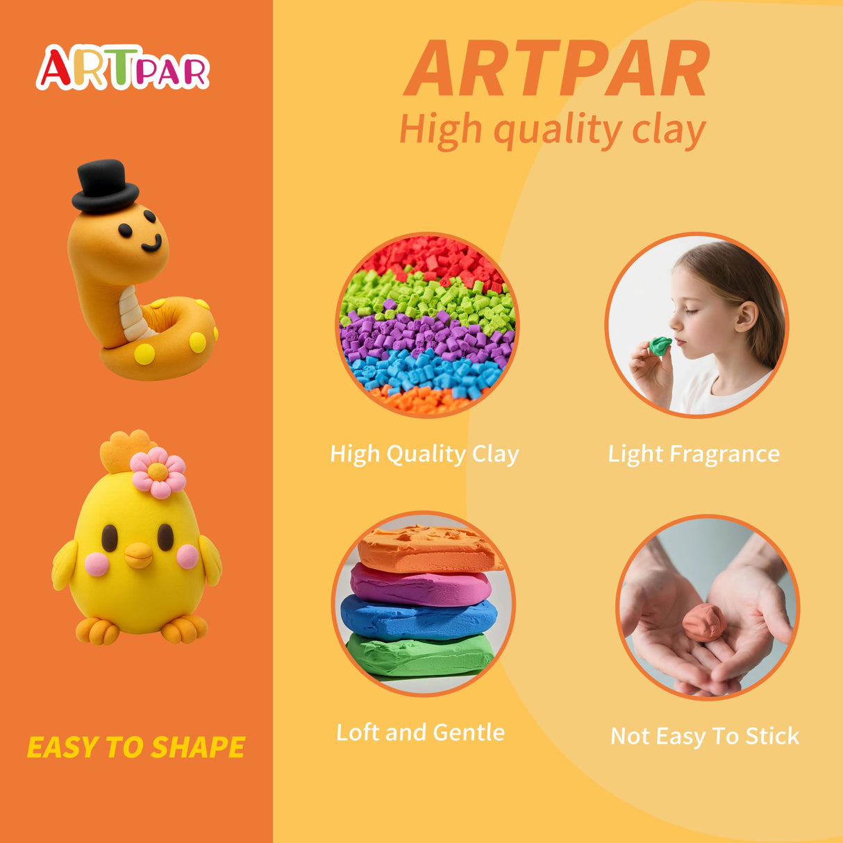 ARTPAR Air Dry Clay Kits for Kids-Modeling Magic Clay,12 Animals DIY Molding Clay Art Crafts Set,Ultra Light & Soft, Safe & Non-Toxic with Sculpting Tools & Tutorials, Unique Gifts for Boys & Girls ARTPAR