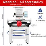Embroidery Machine with 15 Needles,14"x20" Embroidery Area,1200SPM Max Speed,10In Touch Screen, capable of embroidering on 3D Caps, Flat, T-shirt and more，Wifi Available FDZ