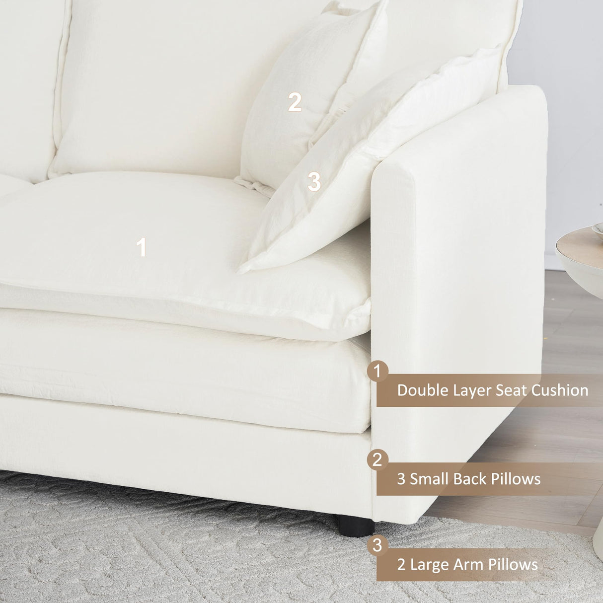 Tmsan 2 Piece Chenille Cloud Couches Set, Modern Deep Seat Loveseat and Single Sofa Chair Set Living Room Furniture Set for Bedroom Apartment Office Tmsan