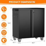 SUXXAN Metal Garage Storage Cabinet on Wheels, Black Steel Rolling Tool Cabinet with 2 Doors Pegboard a Handle Hooks Adjustable Shelves for Home Office Garage, Assembly Required SUXXAN