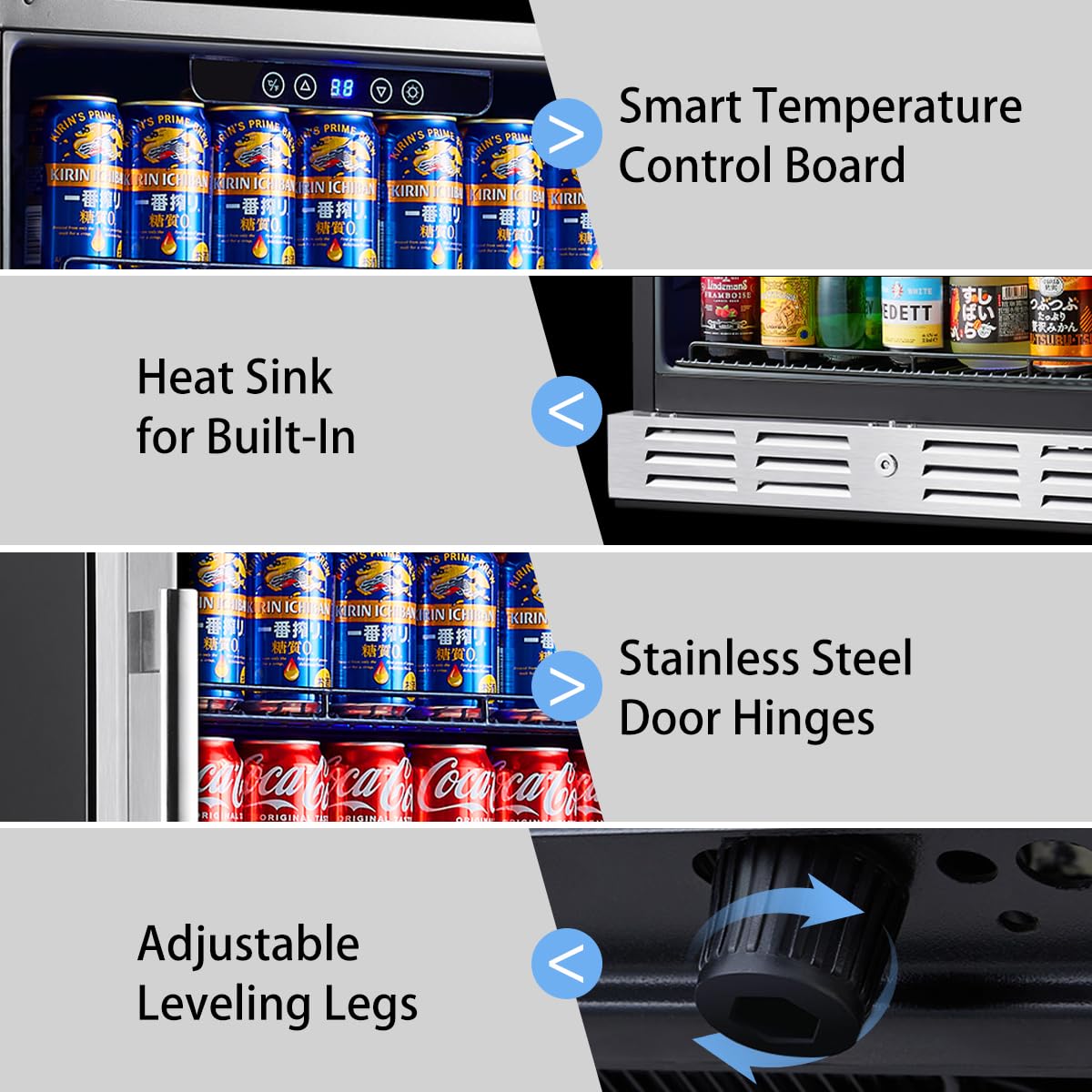 Kalamera 24 inch Beverage Refrigerator - 154 Cans Capacity Beverage Cooler- Fit Perfectly into 24" Space Built in Counter or Freestanding - for Soda, Water, Beer or Wine - For Kitchen, Bar or Office Kalamera