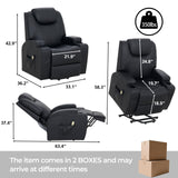 VUOVUS Power Lift Recliner Chair for Elderly, PU Leather Electric Lift Chair with Remote Control, Adjustable Footrest & Lumbar Support, Living Room Recliner with Cup Holders & Side Pockets (Black) VUOVUS