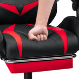 HOFFREE Gaming Chair Massage with Bluetooth Speakers and Led Lights Ergonomic Computer Gaming Chair with Footrest RGB Video Game Chair with High Back Lumbar Support Red and Black HOFFREE