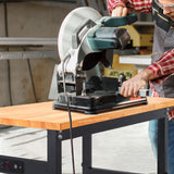 48" Adjustable Workbench, Rubber Wood Top Heavy-Duty Workstation, 2000 LBS Load Capacity Hardwood Worktable with Power Outlets for Garage, Workshop, Office, Home HONRISE