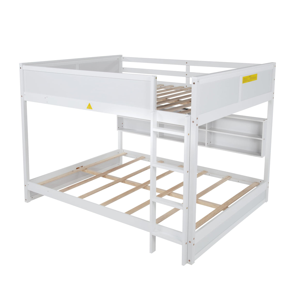 Harper & Bright Designs Queen Over Queen Bunk Bed with Built-in Storage Cabinets, Charging Station, Ladder and Safety Guardrails, Solid Pine Wood Bunk Bed, White Harper & Bright Designs