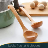 Wooden Ladle For Soup - 2 Pack Wooden Soup Spoons Bamboo Ladle Wooden Serving Spoons Olive Wood Ladle Soup Ladel For Cooking Wood Utensils Set Large Ladle With Long Handle Teak Kitchen Utensils HYQO