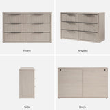 SICOTAS Dresser for Bedroom 53.5" Wide 6 Drawer Dressers & Chests of Drawers for Closet Long Large Modern TV Stand Set for Clothes Storage Fluted Clothes Closet for Hallway Entryway, White Alder SICOTAS