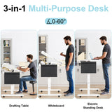 ERGO COLLECT Standing Desk with Whiteboard – Electric Height Adjustable Drafting Table, Flip Dry Erase Top, Mobile Drawing Desk with Wheels & Storage Bag for Home, Office, Studio, Art ERGO COLLECT