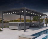 PURPLE LEAF Outdoor Louvered Pergola 11.4' x 23.3' Patio Aluminum Oversize Perogla with String Lights Independent Adjustable Roof for Outdoor Deck Garden Patio PURPLE LEAF