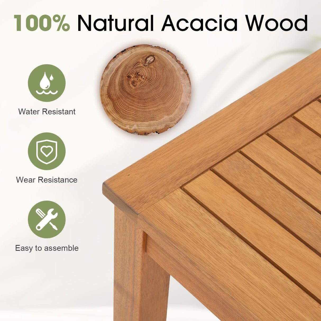 OC Orange-Casual 51" Acacia Wood Outdoor Bench, Backless Patio Dining Bench with Slatted Seat for Garden, Poolside & Entryway OC Orange-Casual