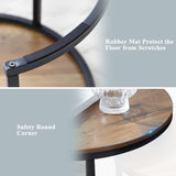 GUANGHONG Nesting Coffee Table Set of 2, Round Coffee Table w/Wood Grain Top, Modern Living Room Table with Sturdy Metal Frame, Industrial End Table Side Tables for Small Space Apartment (Black) GUANGHONG