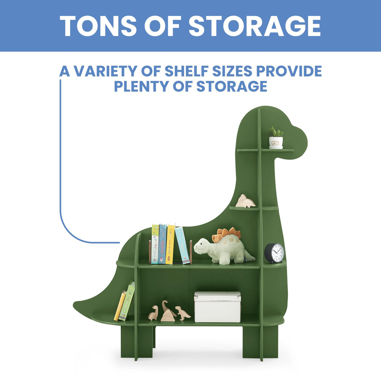 Delta Children Dinosaur Bookcase - Greenguard Gold Certified, Fern Green Delta Children