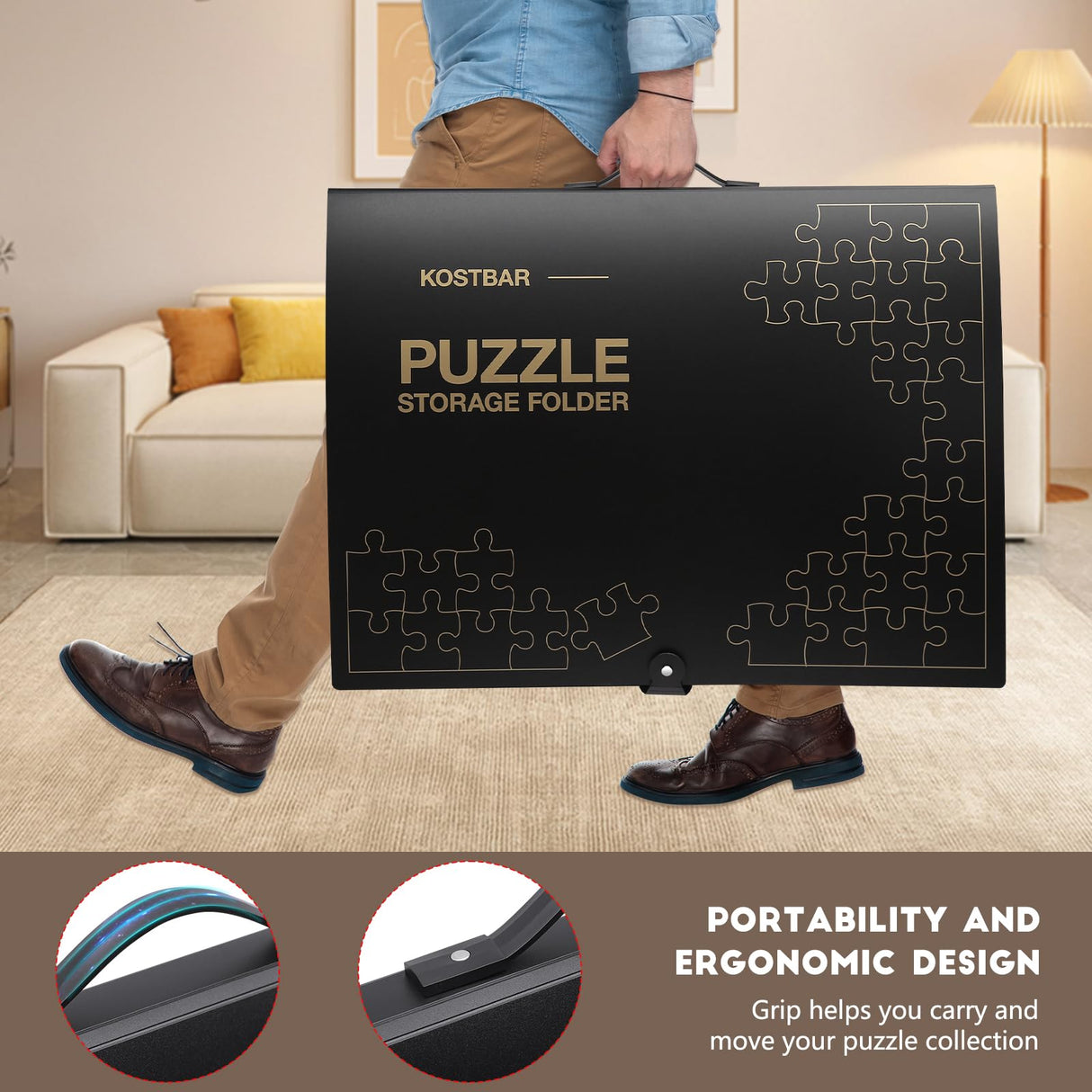 KOSTBAR Puzzle Storage Folder for 1000-Pieces with 24 Puzzle Saver Sheets, Puzzle Frame Accessories for Puzzle Organizers and Storage, Dustproof Puzzle Keeper, Gift for Puzzle Lovers KOSTBAR
