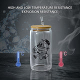 AGH 12 Pack 16oz Clear Sublimation Glass Blanks with Bamboo Lid, Sublimation Glass Cups Transparent Can Shaped Beer Cup with Lid and Straw, Straight Sublimation Tumblers for Iced Coffee Milk Juice AGH