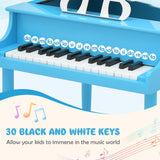 Goplus 30-Key Classical Kids Piano, Mini Grand Piano Wooden Learn-to-Play Musical Instrument Toy with Bench, Piano Lid, Music Rack, Gift for Boys Goplus